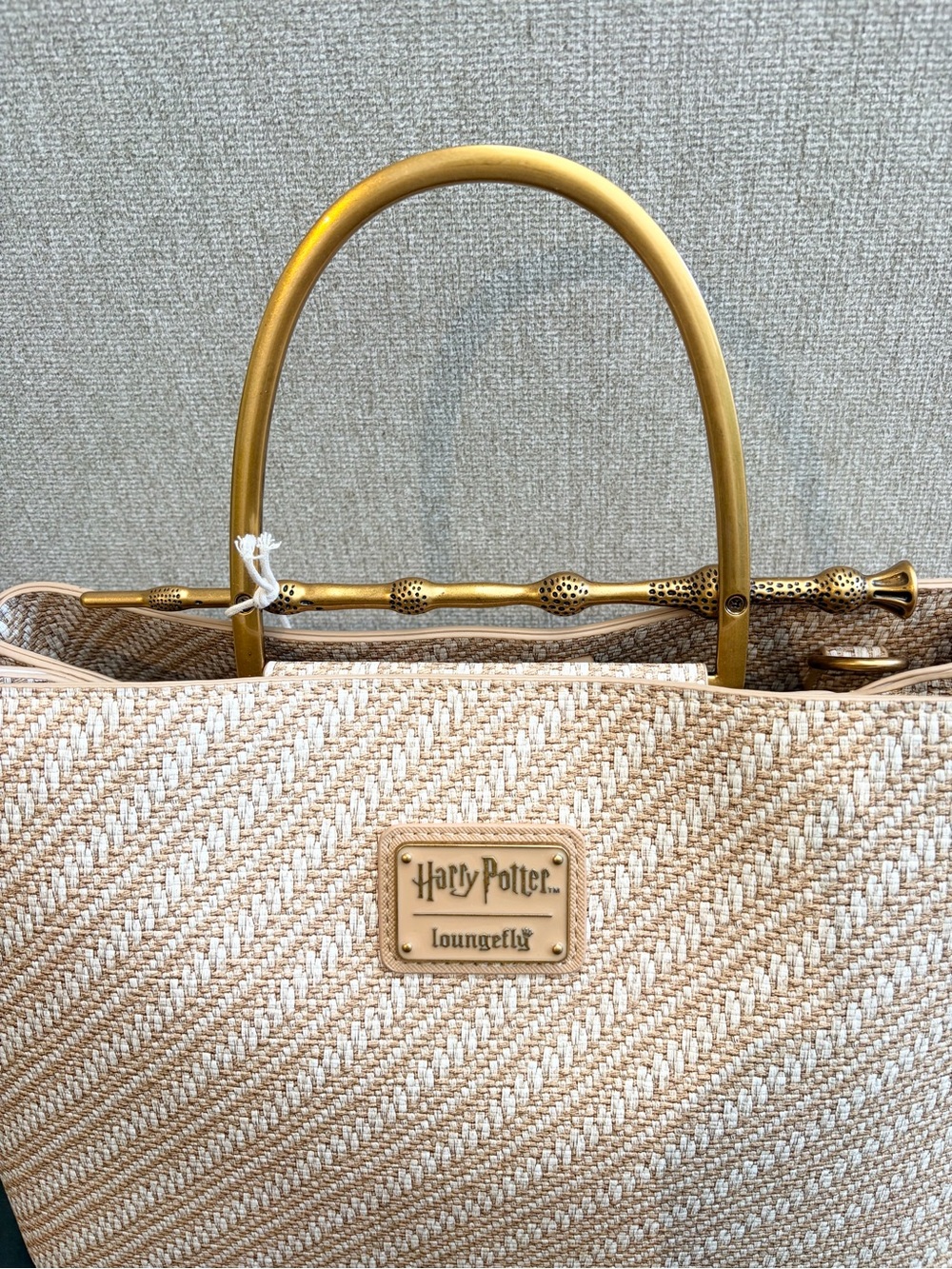 Loungefly Harry Potter Deathly Hallows Elder Wand Beige Rafia Handbag - Picture 4 of 10